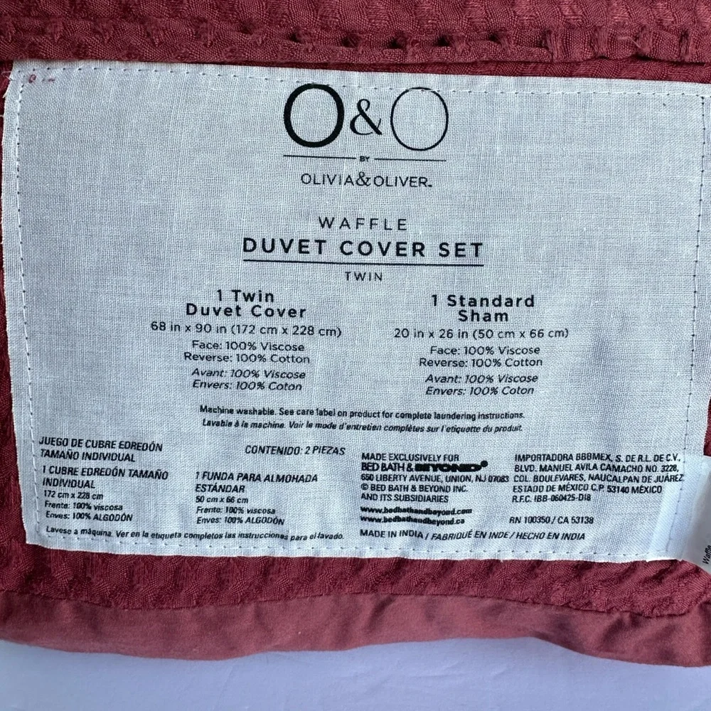 Olivia & Oliver Waffle Duvet Cover Set in Twin size.